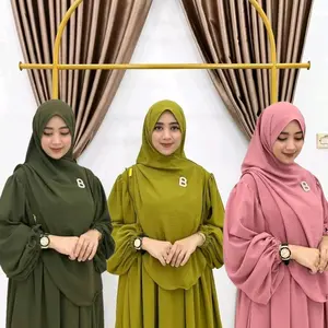 GAMIS ABAYA SET HIJAB SYAR'I BAHAN CRINKLE AIRFLOW PREMIUM MUSLIM PANJANG