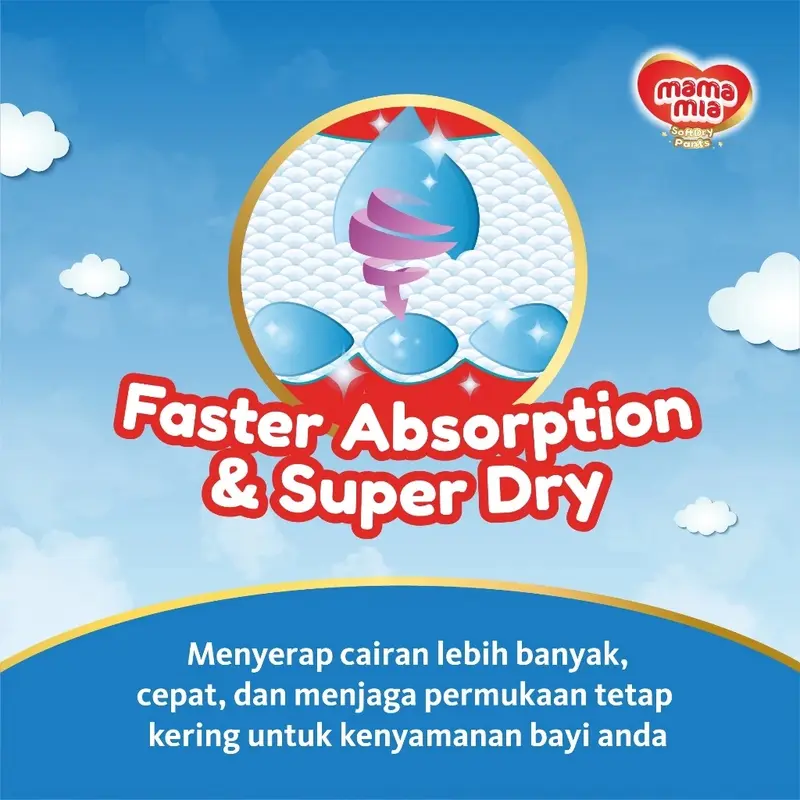 [2 Ball] MAMAMIA Popok Bayi Celana Premium S32+2 M28+2 L24+2 XL20+2 - Super Lembut Extra Kering Soft Dry Pants 2