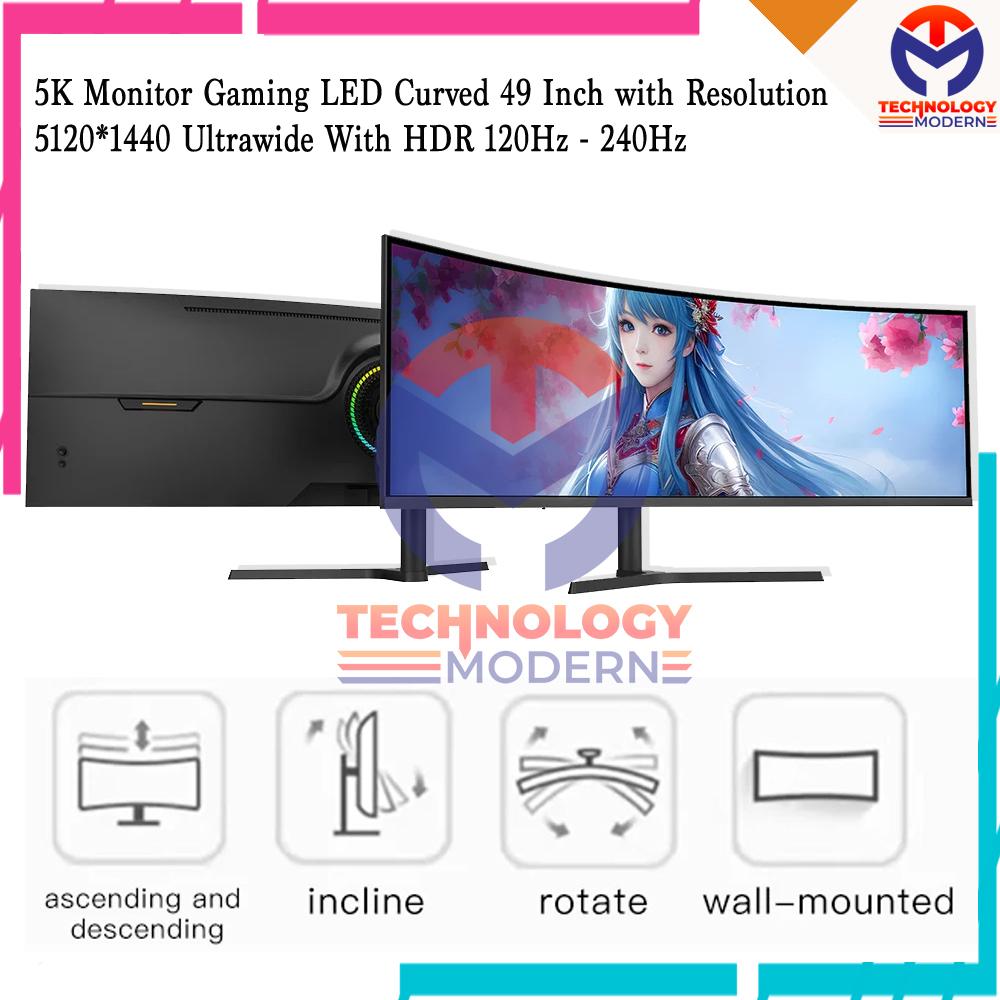 5K Monitor Gaming LED Curved 49 Inch With Resolution 5120*1440 Support HDR400 Refresh Rate 120Hz - 240Hz