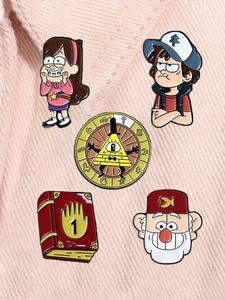 Set de 5 piezas de Pins de esmalte de Gravity Falls, Fantasía de Aventuras, Broches de Aleación de Dipper y Mabel, Joyería de Moda de Anime y Dibujos Animados, Insignias para Mochila y Solapa, Regalos para Amigos
