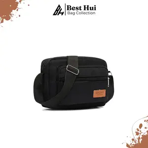 Tas Selempang Pria Best Seller Slingbag Kekinian Design Simple - YS14 Kanvas Hitam