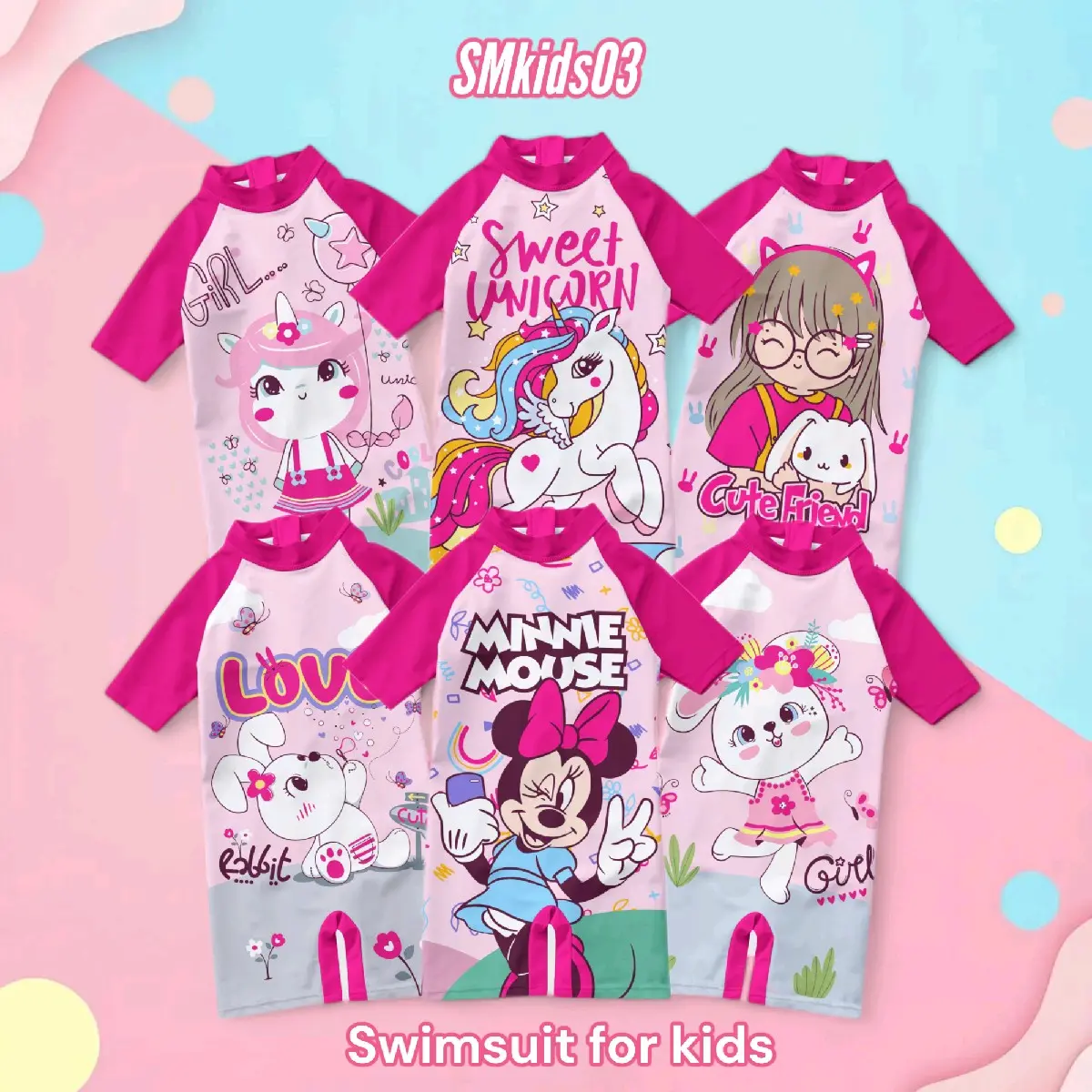 Baju renang anak perempuan 1 - 10 tahun motif karakter kartun unisex Bayi