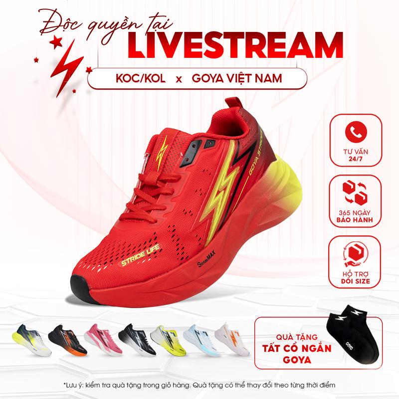 [Độc Quyền] Giày Thể Thao Chạy Bộ Goya Strides 3 Năm 2025 - Công Nghệ X2 Strides Max Giúp Đệm Êm, Thoáng Khí, Bứt Phá Trên Mọi Khung Đường Hoàn Hảo Cho Nam Nữ Đi Bộ, Sneaker Tập Chạy Bộ, Tập Thể Dục