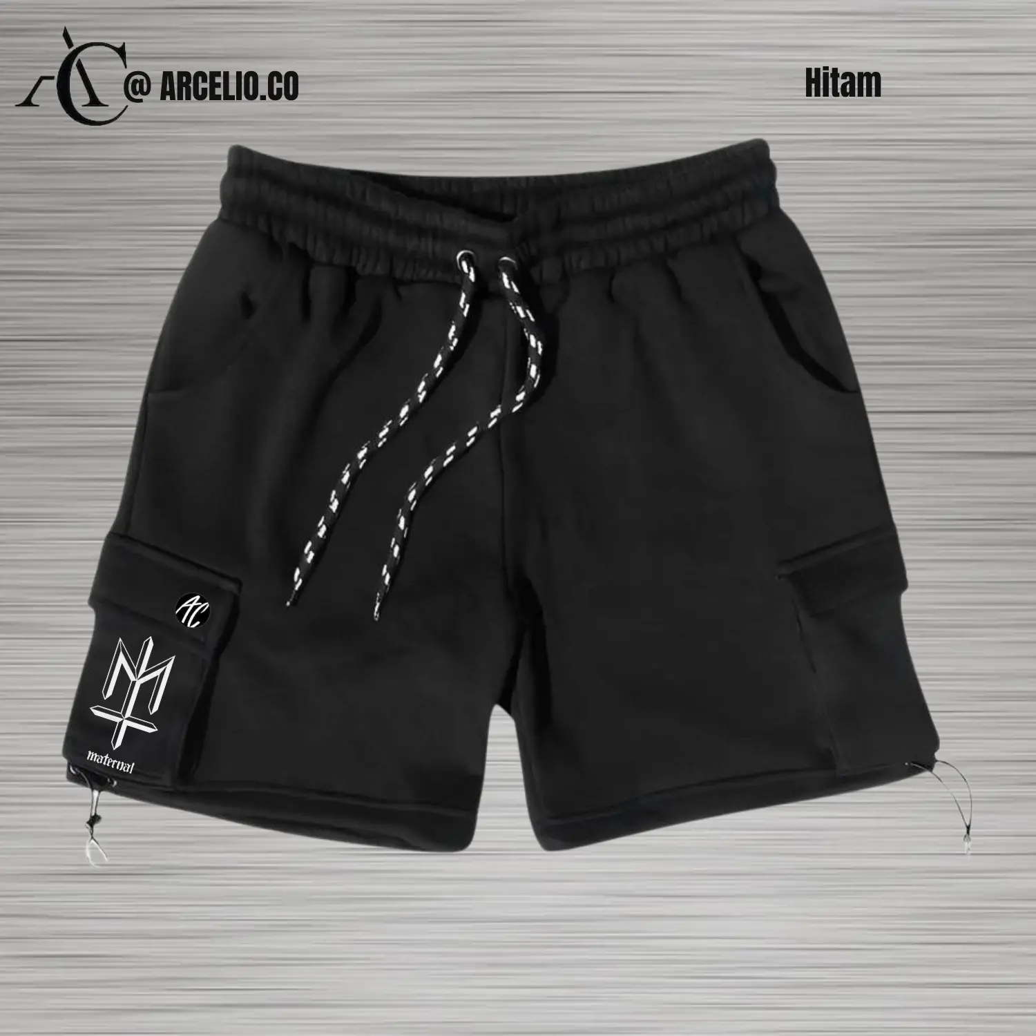 Arcelio  Celana Pendek Cargo Fleece Bahan Lembut Adem Kekinian Terlaris Warna Hitam Sablon Metalika Shorts Pria Santai Katun Wanita Distro Surfing Boxer Pantai Panjang Motif Dewasa