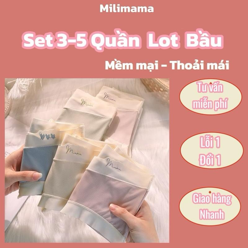 Set 3-5 Quần lót cho bầu cạp chéo Thun Tăm Lạnh, quần mặc trước và sau sinh, đũng kháng khuẩn, cạp chéo tránh vết mổ, thấm hút tốt đồ Voi