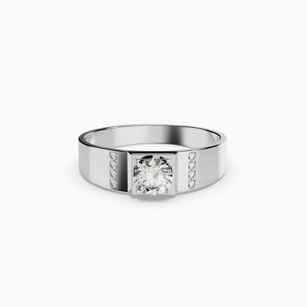 KCA Roman White 925 Sterling Silver Men Wedding Ring