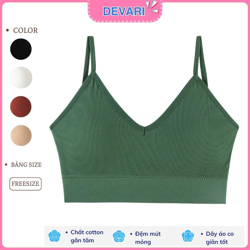 Áo bra nữ Tập Thể Dục gym gân tăm đệm mút mỏng, Áo lót 2 dây khoét lưng chữ U siêu đẹp dễ thương DEVARI B367 Sport Tập Gym Thun Thun Gân đồ  lót