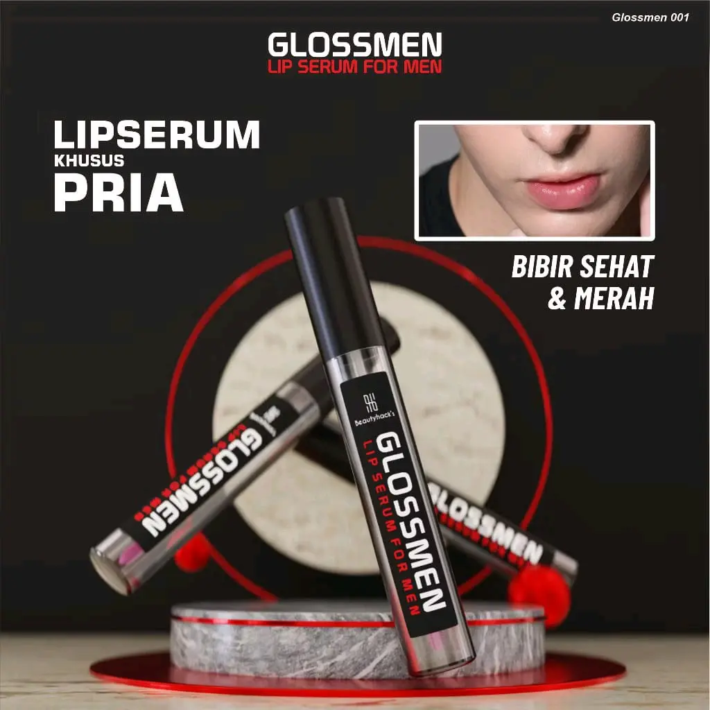 Lip Serum Glossmen Original untuk Pria, Cerahkan Bibir Gelap dengan Cepat dan Efektif