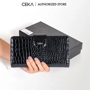 [FREE PAPERBAG] CEKA PRO Dompet Wanita Panjang Dompet HP Kulit Croco Dompet  Kartu  Uang Besar Cewek - Solara Long Wallet
