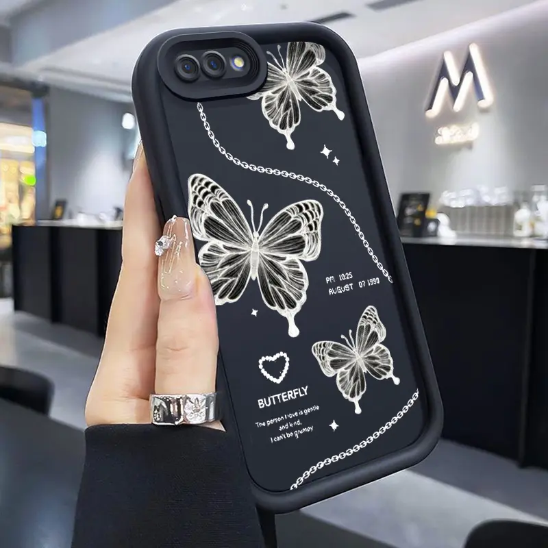 Casing Hp Untuk OPPO A5 A3s A12E Realme C1 Casing Pola Kupu-kupu yang Elegan Bahan silikon Cesing Casing Hp Kesing Softcase Case pelindung marshmallow Anti Jatuh Gores