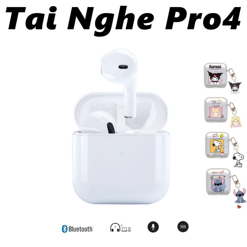 [Vỏ miễn phí] Tai Nghe iphone 11 TWS Pro 4 Air Bluetooth Earphone Mini Earbuds Pods với điều khiển cảm ứng Mic khử tiếng ồn tai Nhét Nhét Tai Nghe Nhạc wireless  earphone