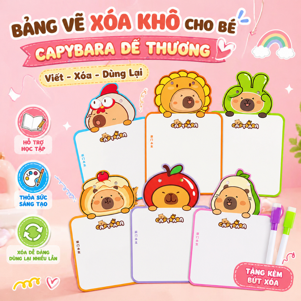 Bảng Vẽ 2 Mặt Có Thể Xóa – Bảng Viết Nhỏ Mini Cho Bé – Đồ Chơi Giáo Dục Sớm – Quà Noel, Sinh Nhật