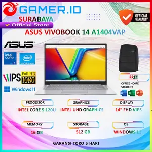Laptop ASUS Vivobook 14 A1404VAP Intel Core 5 120U RAM 16 GB SSD 512 GB Windows 11 + Office Home Student 14" Full HD VIPS