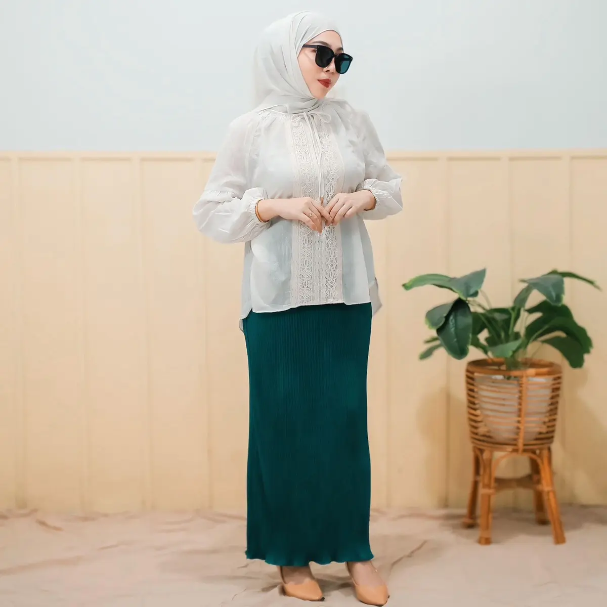 [ KAZUE.id ] Rok plisket span wavy super premium Slim-fitting Wanita Panjang Bawahan