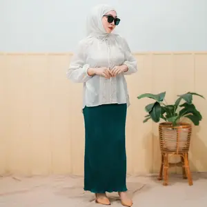 Kazue.id - Rok plisket Premium span wavy Bahan Hyget Grad A super premium Slim-fitting Wanita Panjang Bawahan