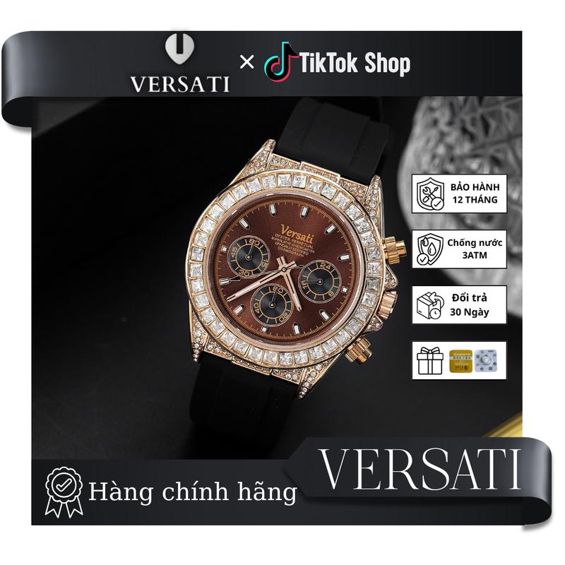 [MS STORE] ĐỒNG HỒ NAM VERSATI MẶT KÍNH SAPPHIRE , MẠ VÀNG HỒNG , VIỀN ĐÍNH ĐÁ SANG TRỌNG -M127 Tặng hộp ms