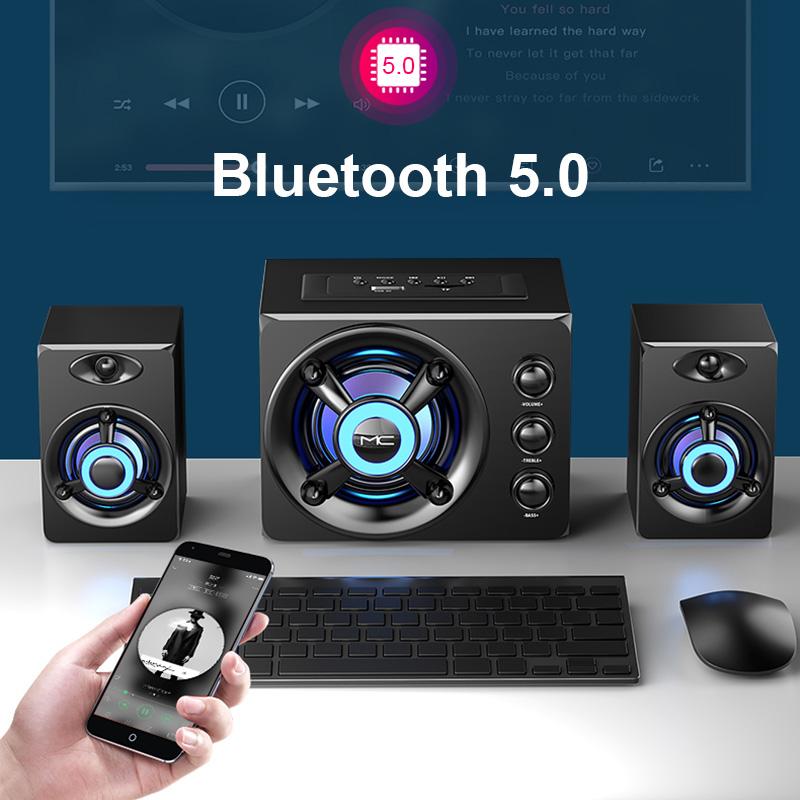 Loa âm thanh nổi 3D HIFI đầy màu sắc, đèn LED nặng, AUX, USB, có dây, không dây, Bluetooth , Âm thanh, rạp hát gia đình, loa dạng thanh vòm, TV Củ Loa Nghe Nhạc 4