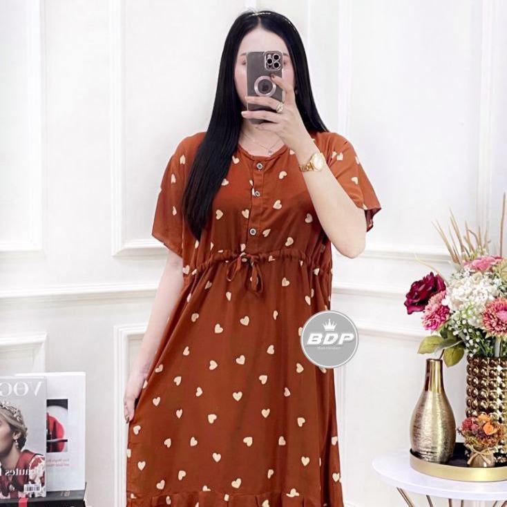 DASTER HARIAN-Daster Premium Model Lowo LD 130 cm Bahan Rayon Adem Resleting Depan Busui Bumil Daster Ibu Ibu 3