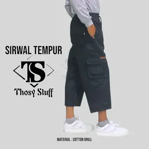 THOSY-Celana Sirwal Tempur Hitam Pria Dewasa Muslim