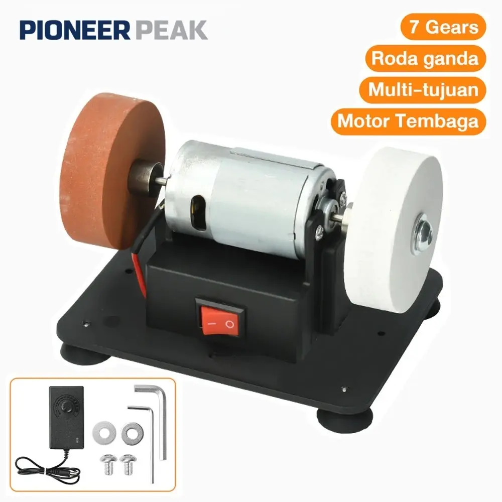 Mini Mesin Gerinda Duduk 100W Grinder Polisher Penggerindaan Kasar dan Halus Mini Mesin Gerinda Meja + Batu Poles Set