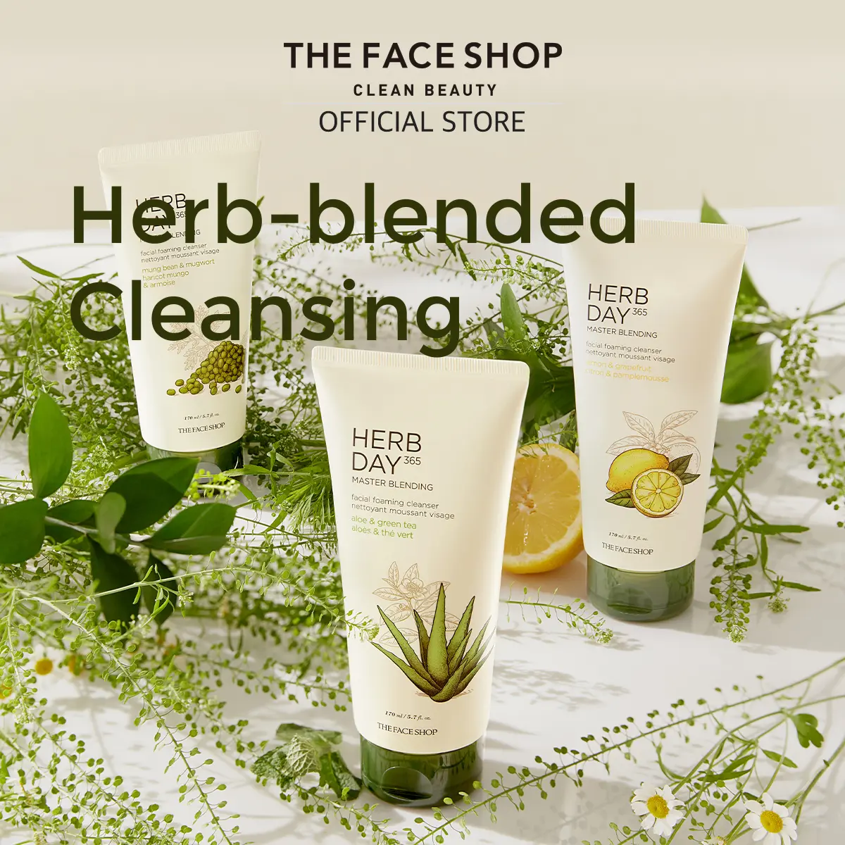 THEFACESHOP Herb Day 365 Master Blending Foaming Cleanser