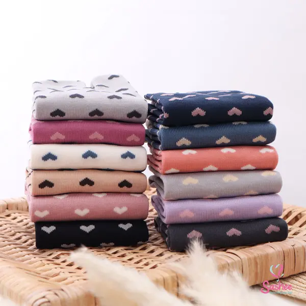 Kaos Kaki Wanita Jempol muslimah Rajut Motif Polka love Dewasa Panjang Hijab Sashee Original All Size muslim 1