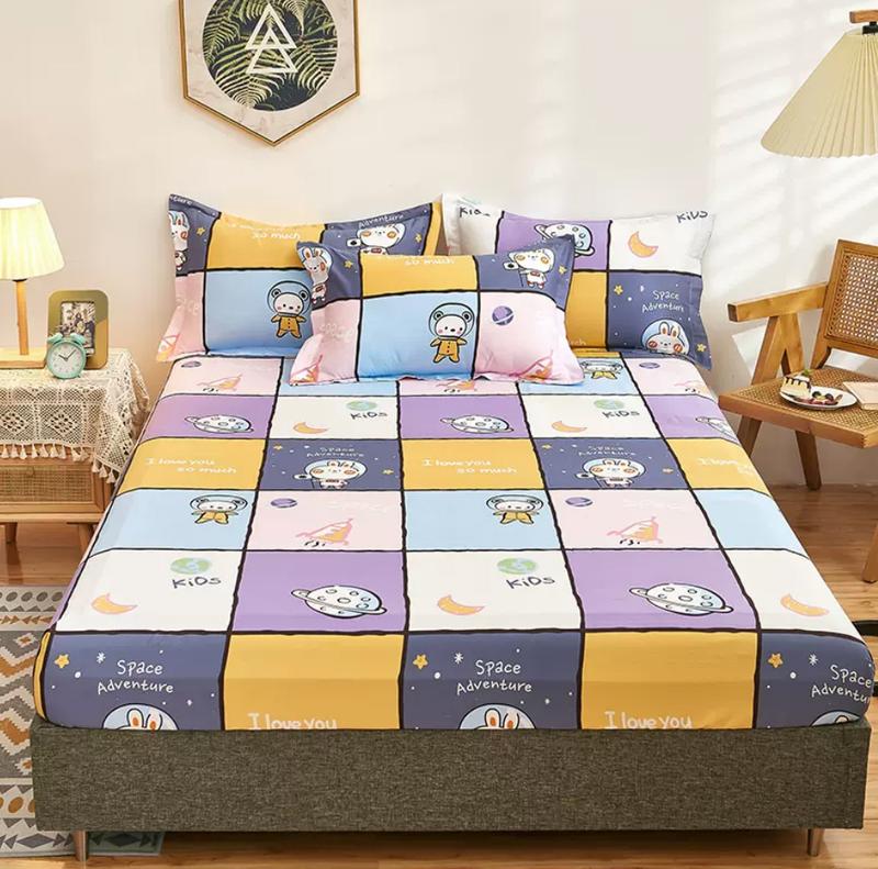 Product Introduction of Pure Cotton Fitted Sheet and 2pcs Pillowcases Kids Mattress Cover Protector Four Corners with Elastic Band 16 Sizes 100% Cotton 17