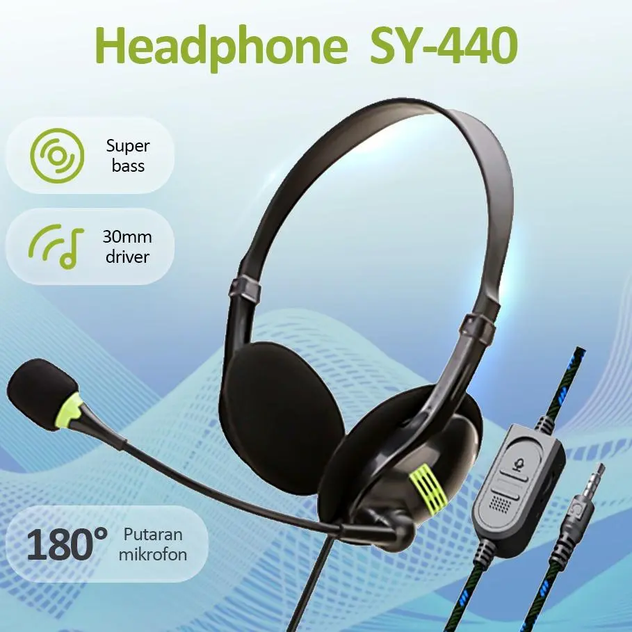 Bonkyo Wired headset business operator special headset USB headset  cable Headphone Hitam Earphone Subwoofer Microphone