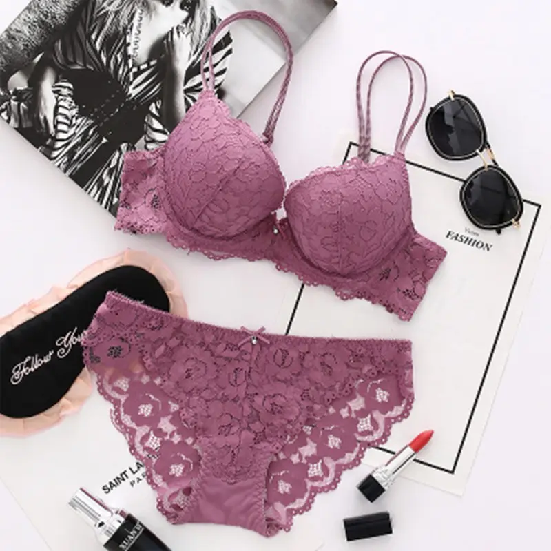 Bộ Đồ Lót Và Quần Lót Ren, Thời Trang Mới, Dành Cho Bé Gái Và Phụ Nữ, Đồ Lót Gợi Cảm, Đồ Lót Giá Rẻ, Có Nơ Và Gọng 0