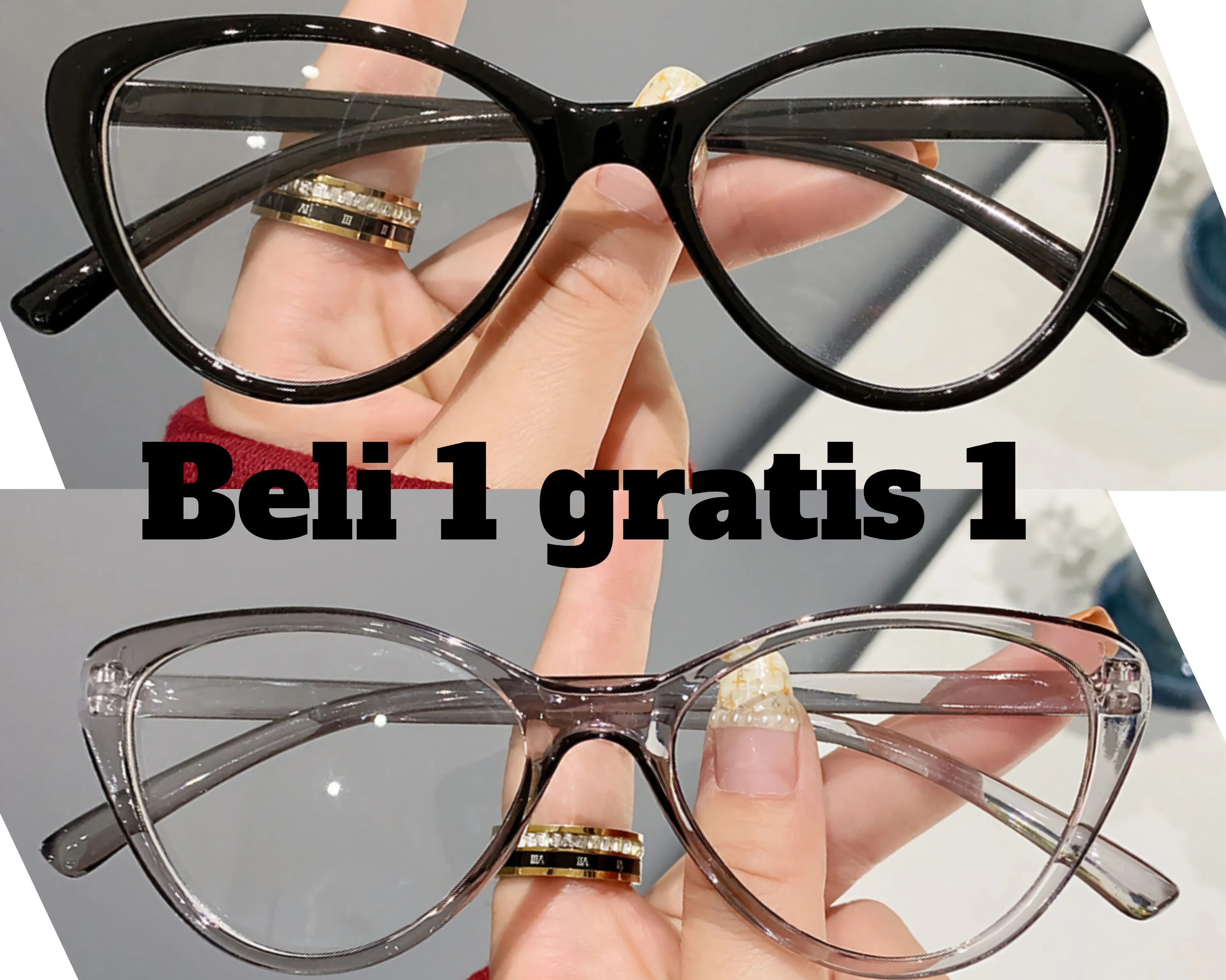 ( Buy 1 Get 1 ) Kacamata Wanita Anti Radiasi Model Cat Eye Murah Glasses Eyewear