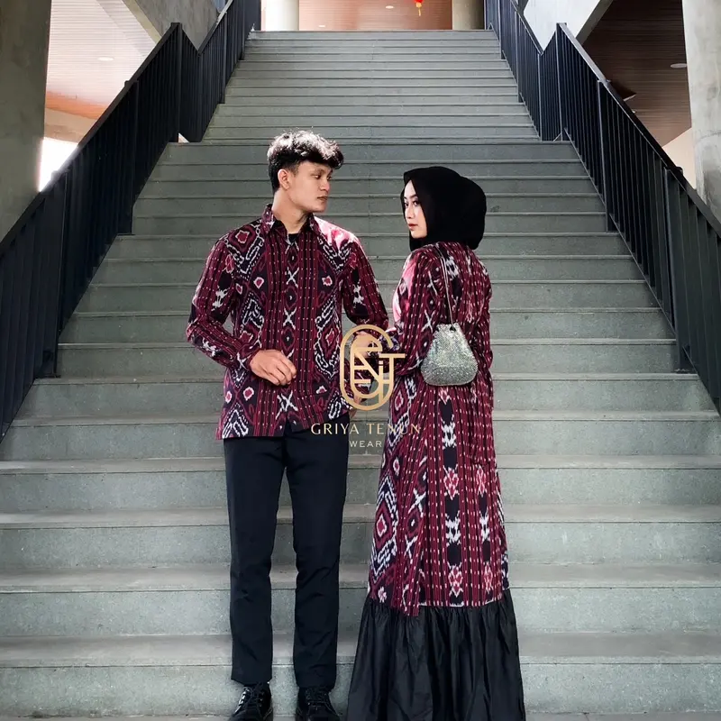 READY STOCK BAJU TENUN AZURA MARUN - BAJU TENUN LEBARAN - BAJU TENUN KONDANGAN 3