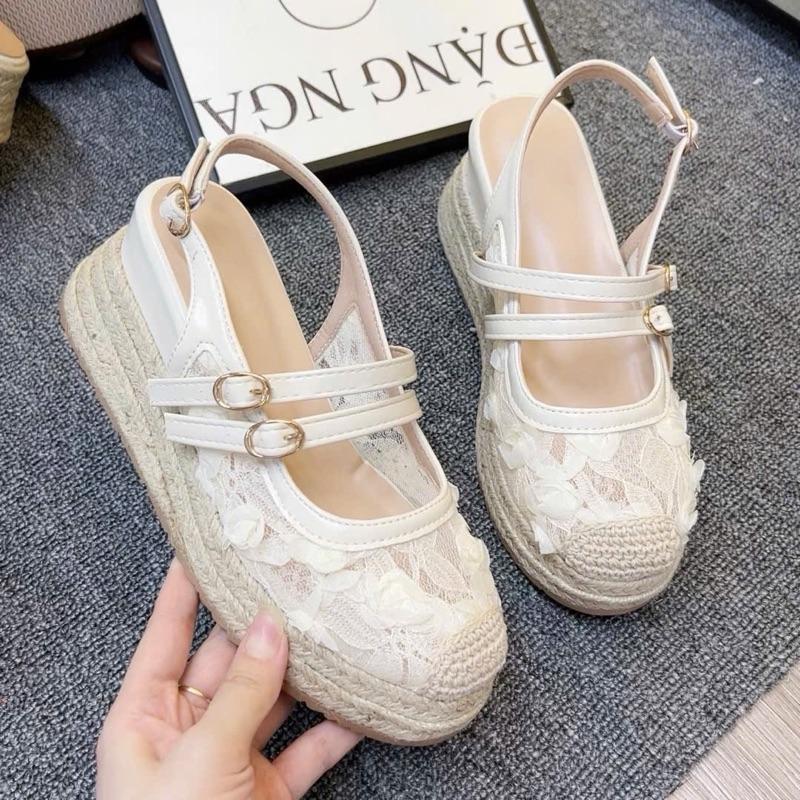 (QCCC) Sandal nữ đế xuồng cói 7cm nhẹ hàng quảng châu (full boc)