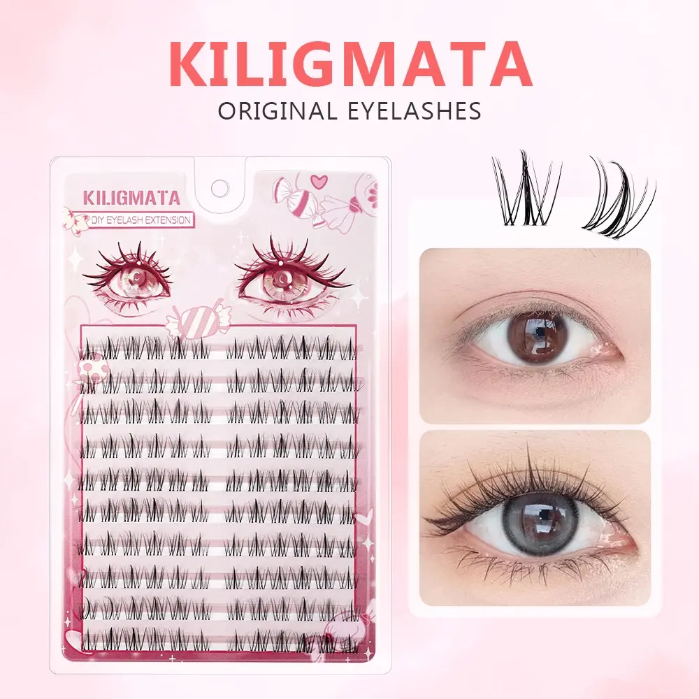 KILIGMATA False Eyelashes Box 10 Rows With Natural Thick Wheat Spikes 10-13mm, natural manga large capacity False Eyelashes, easy to use, High quality reusable