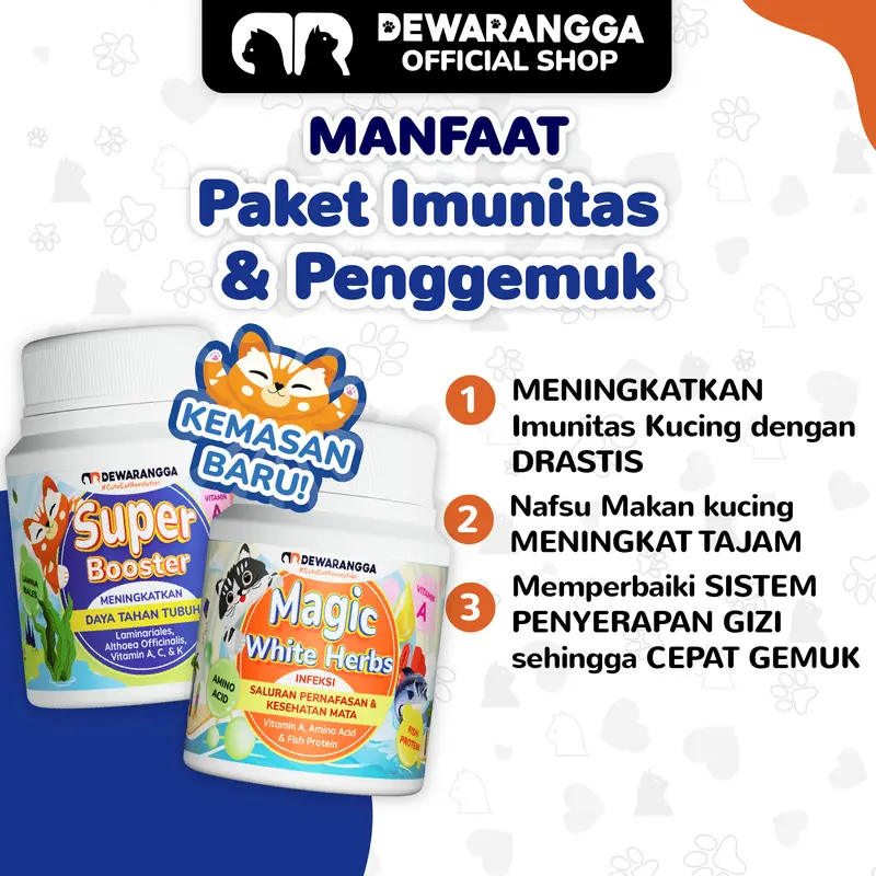 Dewarangga Paket IMUNITAS & PENGGEMUK Kucing untuk Meningkatkan Daya Tahan Tubuh Kucing, Meningkatkan Nafsu Makan, Kucing Anti Sakit & Lemas 1