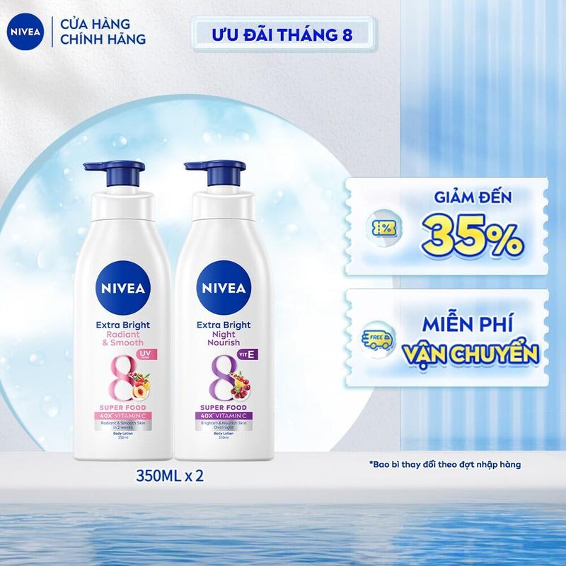 [K] Bộ 2 Sữa Dưỡng Thể NIVEA 8 Super Foods Dưỡng Sáng Da | Mịn Da (350 ml) - 98413+98412 Nữ Dưỡng Body