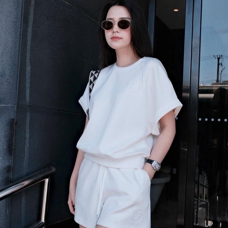 Set bộ thể thao nữ VBB102 - Áo tay chờm mix sooc mặc hàng ngày, đi chơi siêu xinh