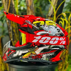 Helm cross JPX  X16 Red + Goggle baru