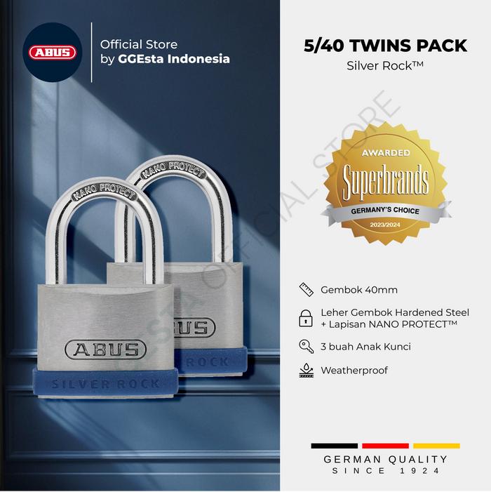 Gambar ABUS Gembok Pagar Anti Karat 5/40 TWIN PACK SILVER ROCK HEAVY DUTY & WEATHERPROOF Anti Saw - Germany dari GGEsta Indonesia Kota Administrasi Jakarta Barat Tokopedia
