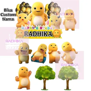 Topper Kue Dino Nailong / Dino Kuning hiasan kue custom nama