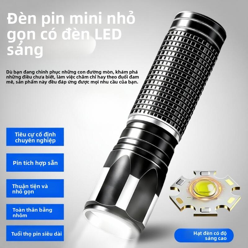 Đèn Pin LED Siêu Sáng Công Suất Cao Chống Nước Sạc Điện Nhỏ Gọn Di Động Cho Cắm…