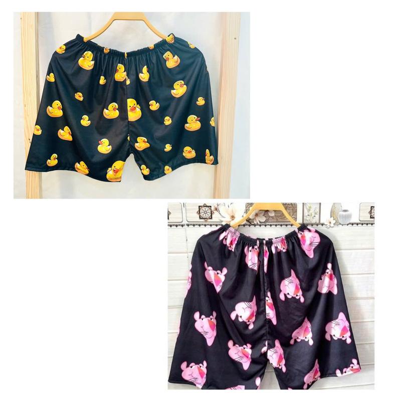 Quần đùi Lưng thun và áo lẻ hoạ tiết báo hồng hoạt hình nam nữ Báo hồng size từ 36kg đến 70kg