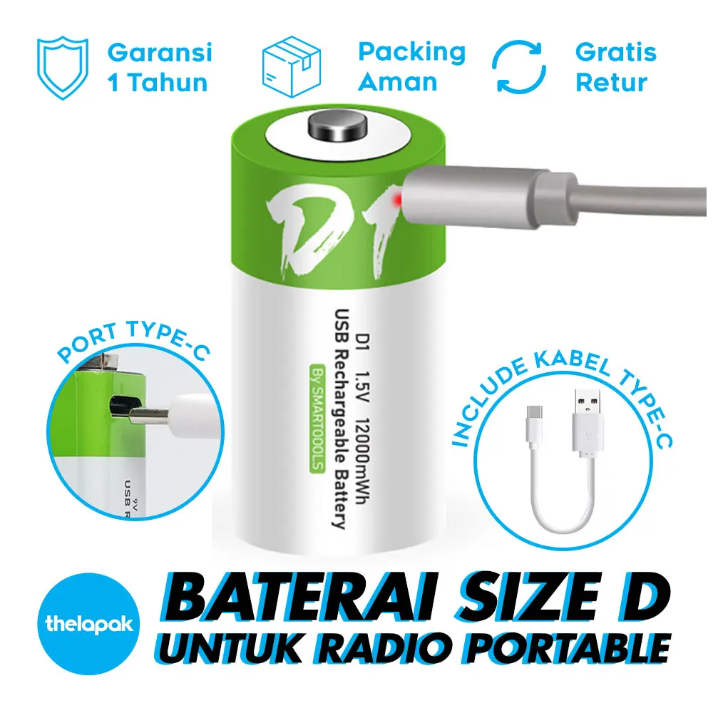 Baterai Cas Isi Ulang Smartoools ST-D Type C Rechargeable Original Garansi Resmi