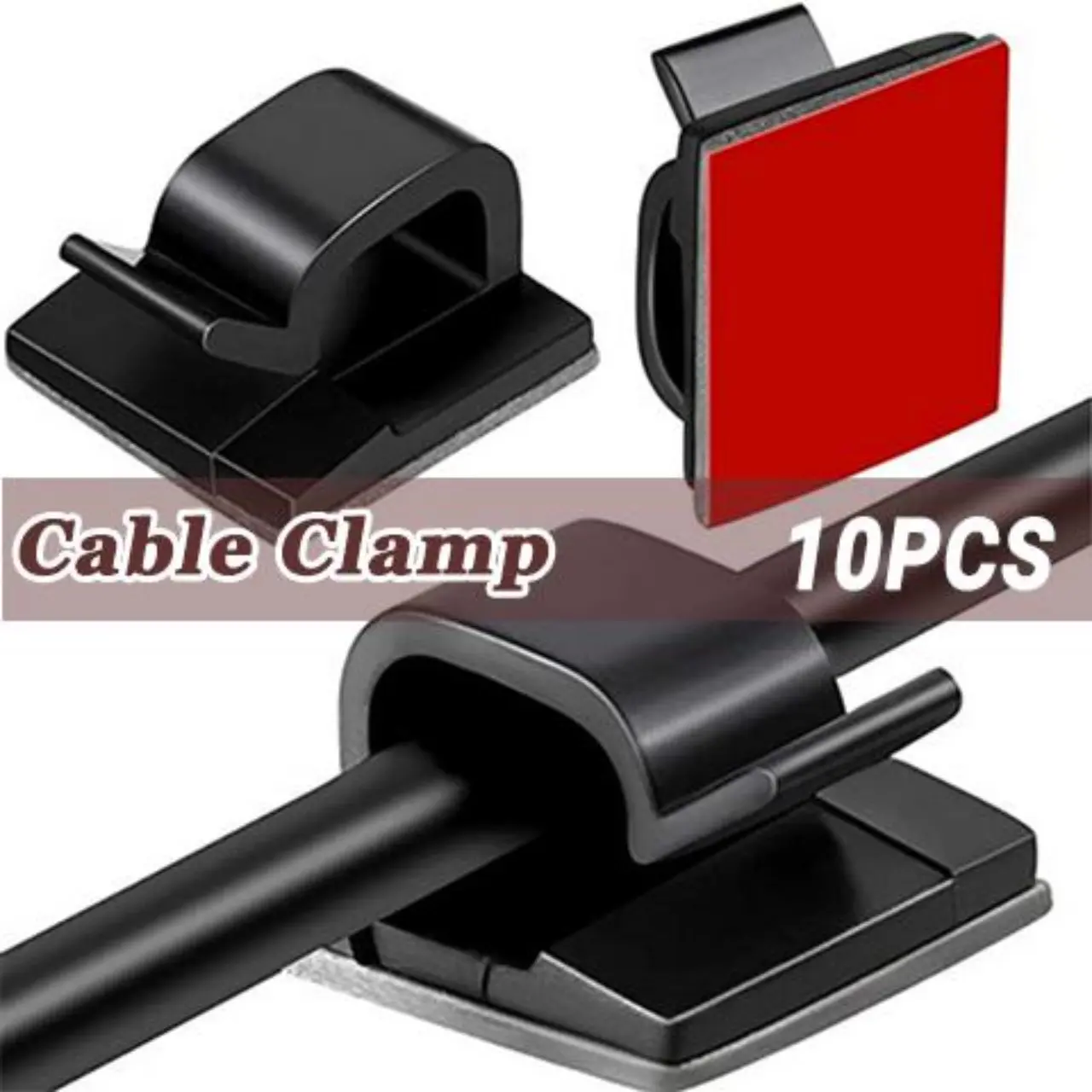 Kẹp Cáp, 10 Cái, Dính, Dụng Cụ Sắp Xếp Dây Cáp, Bền Và Mạnh Mẽ, Quản Lý Dây Cáp, Thích Hợp Cho Xe Hơi, Văn Phòng Và Gia Đình