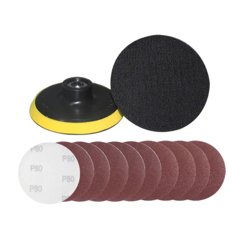COD (PAKET HEMAT) TATAKAN AMPLAS 4" INCH 1PC + 10 PCS AMPLAS TEMPEL VELCRO ukuran 60 80 100 dan 120 4