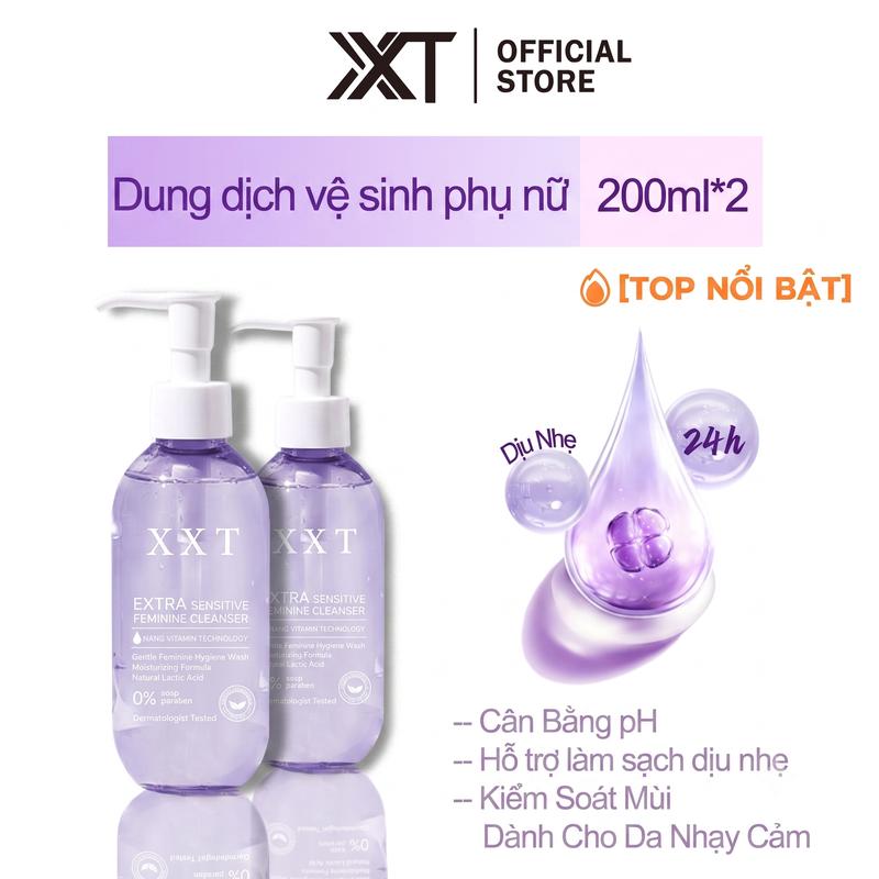 [TOP NỔI BẬT] Dung dịch vệ sinh phụ nữ XXT - Hỗ trợ làm sạch dịu nhẹ  , Cân Bằng pH, Dịu Nhẹ, Kiểm Soát Mùi Dành Cho Da Nhạy Cảm, 200ML*2