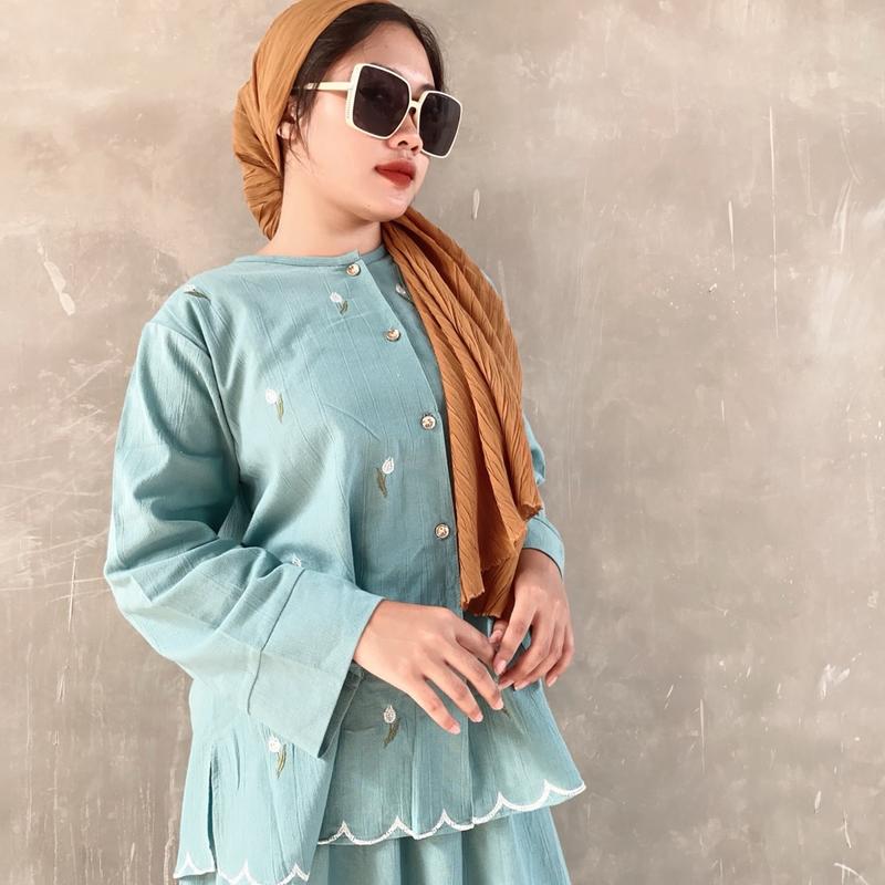 Set Rok LUNA | Set Cel LUNA | Set Rok / Set Cel LINEN CRINKLE variasi Bordir | Mewah Wanita Muslim 0