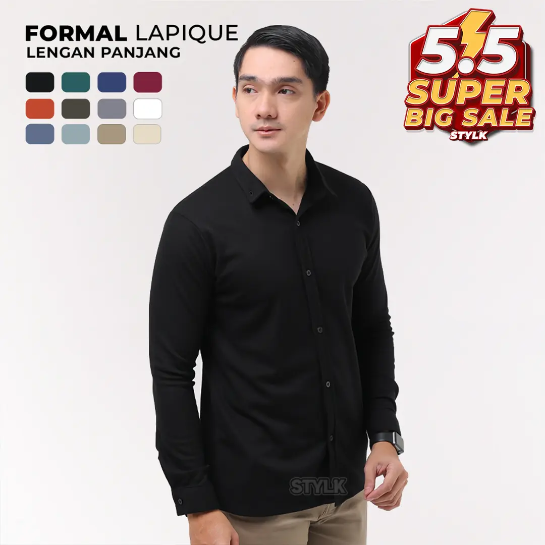 Kemeja Hitam Pria Formal Lengan Panjang Slim Fit Anti Kusut Nyaman dan Lembut - Stylelaki LAPIQUE