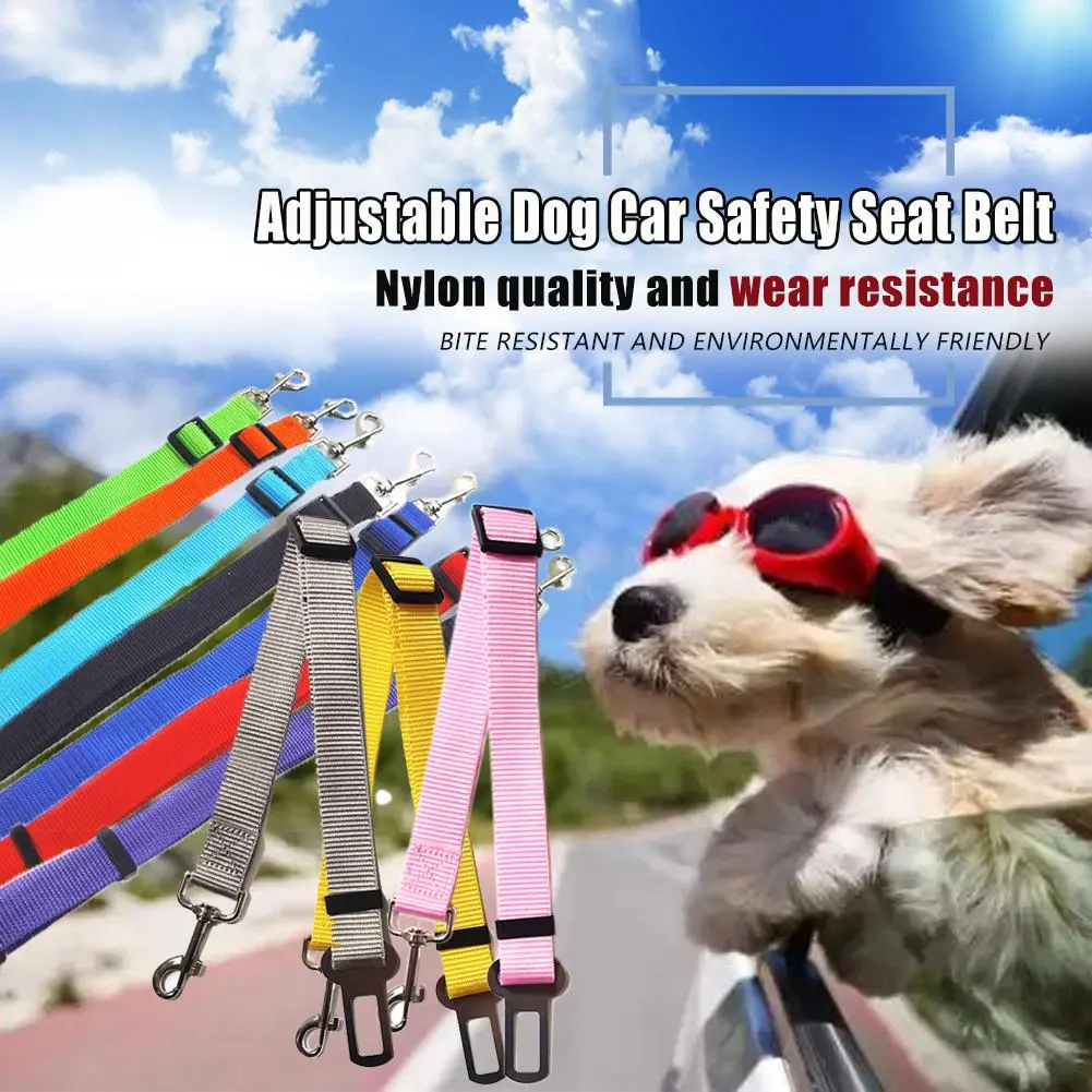 Pet Seat Belt Adjustable Cat Dog Safety Leads Vehicle Car Seatbelt Small Medium Dogs Travel Clip Pet Supplies 10 Color