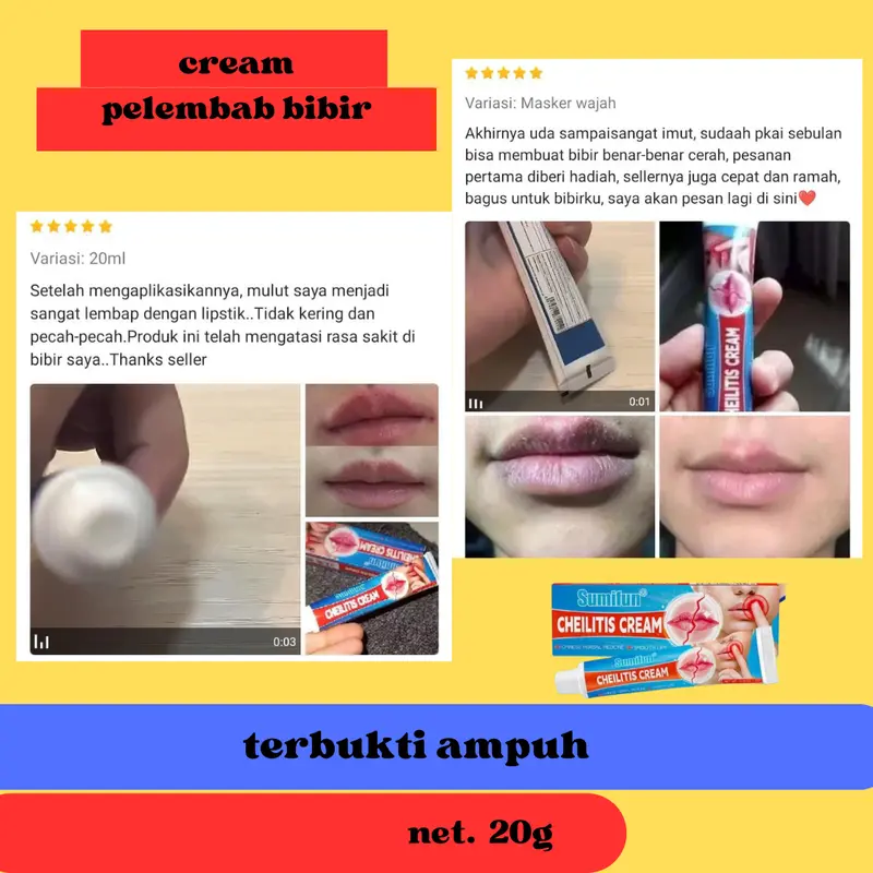 SUMIFUN Cheilitis Cream Bibir Moisturizing Pelembab Bibir Peradangan Kulit Pada Area Bibir Herpes Di Bibir Kering Dan Bibir Pecah 2