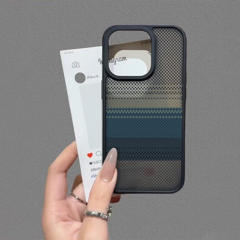 Ốp lưng điện thoại, chất liệu mềm dẻo nhám, vân sợi carbon kẻ ô, chống sốc, tương thích với iPhone 18 15 16 17 Pro Max 16 Pro 15 Pro Max 14 13 12 11 Pro Max 12 Pro 13 Pro 14 Pro